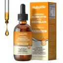 Quercetina lipossômica com gotas líquidas de bromelaína, 8 em 1 Quercetina Orgânica 1000mg Suplementos com bromelaína 500mg, Vitamina C, D3, Zinco, Amora, Açafrão para Imunidade e Saúde Respiratória, 2 Fl Oz