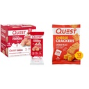 Quest Nutrition Frosted Cookies Pacote Twin, Bolo de morango, 1g de açúcar, 10g de proteína, 2g de carboidratos líquidos e biscoitos de queijo, Cheddar Blast, alta proteína, baixo carbono, Feito com queijo real, 12 Ct