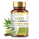 Cápsulas orgânicas Veda Neem com triplo complexo Neem Leaf Extract, Bark & Flower - Suplemento de ervas aumenta a imunidade, melhora a digestão, saúde da pele e limpeza de suporte - 120 contagem