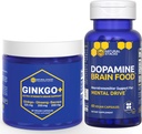 ESTAQUES NATURAIS Ginkgo Biloba + Dopamine Brain Food Bundle - Suportes Foco e Unidade Mental* - 120 Cápsulas Total