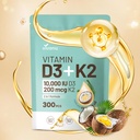 VivoNu Vitamina D3 K2 10000 UI com MK7-300 Óleo de coco virgem Softgels, 2 em 1 Complexo de Vitaminas D & K