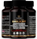 Himalayan Shilajit Cápsulas com Ashwagandha, Ginseng, Tribulus, Ginkgo & Black Pepper – Vegan, Gluten-Free Botânica Mistura para Bem-Estar & Vitalidade Diário – 60 Cápsulas