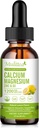 Líquido de Magnésio de Cálcio com Vitamina D3, Glicinato de Magnésio Plus Vitamina C K2; Suplemento de Cálcio de Alta Absorção para Coração e Osso; Glúten Livre de Açúcar; 30 Serveduras