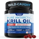 Antártico Krill Oil 1200 mg Omega 3 Suplemento, Ómega 3 Krill Oil Softgels w/EPA, DHA, Astaxantina & Fosfolipídios para Cérebro & Antioxidante, Sustentável Fonte, Sem gosto de peixe, 120 Softgels