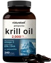 NatureBell Antárctico Krill Oil 2000mg Suplemento, 240 Softgels, 3X Força Natural Fonte de Omega-3s, EPA 240mg + DHA 160mg + Astaxantina 800mcg – Sem sabor de peixe – Mercúrio livre e não-GMO