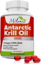 Óleo de Krill Antártico - 120 Softgels - Omega-3 EPA, DHA, com Astaxantina - Fonte de Krill Vermelho - Força Máxima - 500mg