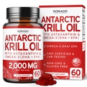 Antárctico Krill Oil Supplement (2000mg por serviço, 60 Softgels) Krill Oil Omega 3 Suplementos com EPA, DHA e Astaxantina - Premium Fosfolipídio para Adultos - Terceiros Testados, Não-GMO & EUA Made