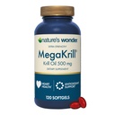 Maravilha da Natureza Mega Krill Extra força Krill Oil 500mg com fosfolipídios Omega 3 e astaxantina, Suporta saúde do coração, 120 dias de fornecimento de softgels