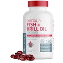 Bronson Omega-3 Fish + Krill Oil 1000 MG EPA DHA Astaxantina Premium Mistura - Joint, Cérebro & Saúde dos Olhos - Não OGM, Heavy Metal testado, 120 Softgels