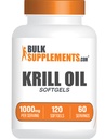 BulkSuplementos.com Krill Oil 1000mg Softgels - Antártico Krill Oil Supplement - Omega 3 Supplement, DHA Supplement - Gluten Free, 2 Softgels por serviço, 120 contagem (Pacote de 1)