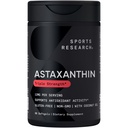 Sports Research® Triple Strength Astaxantina 12mg w/Organic Coconut Oil - Suplemento antioxidante para suporte de pele e saúde ocular* - Soy Free · Non-GMO · Gluten Free - 60 Softgels