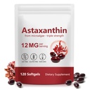 Xaarty Premium Astaxantina 12mg, Suplemento Natural Antioxidante para Olho, Articulação, Saúde da Pele, Fonte de Microalgas, Fornecimento de 4 Mês, Suprimento de Suportes Circulação Interna, 120 Softgels
