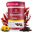 Astaxantina 12mg – Astaxantina natural de Haematococcus Pluvialis, Triplo suplemento antioxidante de força para olho, pele, articulação e suporte imunológico (120 contagem (Pacote de 1))