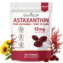 Astaxantina 12mg, Suplementos Antioxidantes Premium Astaxantina, Suporta Olho, Pele, Imune, Circulação Interna, Fonte de Microalgas Frescas, Força Tripla, Não-GMO, Fornecimento de 4 Mês, 120 Softgels