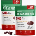 Suplementos 2Pack Astaxantina 12mg - Astaxantina Premium para Olho, Cérebro, Pele e Imune Suporte, Fonte de Microalgas, 240 Softgels