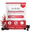 Astaxantina 12mg, 120 Softgels, Fornecimento de 4 Meses, Suplementos Antioxidantes Premium Astaxantina, Fonte de Microalgas Frescas, Suporta Olho, Junta, Circulação Interna, Saúde da Pele