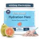 Feel Goods Hydration Hero, 1000mg Electrolytes Powder, Livre de açúcar, Magnésio, Aloe Vera orgânica, Aloe orgânica, L Theanina, Vitamina C & B12, Não OGM, Keto, Vegan - Guava Fresca, 30 Servings