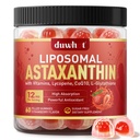 Pastilhas de astaxantina lipossômica, Astaxantina 12mg Suplementos com Licopeno, Glutationa para antioxidante poderoso, Além de vitaminas & CoQ10 para olho, Pele & Saúde Imune, Açúcar livre, Vegan, 60