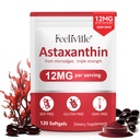 Suplementos Astaxantina, Premium Astaxantina 12mg Antioxidante com atividade antioxidante, Suporta olho, articulação, imune, saúde da pele, circulação interna, 1Pack(120 Softgels), não-GMO e sem glúten