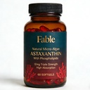 Fable Astaxantina 12mg com Fosfolipídios - 5X Absorção, Antioxidante Natural Fonte de Microalgas para Pele, Saúde dos Olhos & Coração, 60 Contagem
