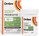 Ombre Endless Energy Probiotic Supplement, Suporta Produção de Energia Natural, Memória, Focus & Gut Health, 12 bilhões de UFC, Prateleira-estável, 30 Servings