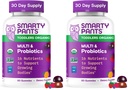 SmartyPants Organic Toddler Multivitamin Gummies: Probióticos,Omega 3 (ALA),Vitamina D3,C,Vitamina B12,B6,A,K&Zinc,Beta Caroteno,Gluten Free,Três Flavores de Fruta, (fornecimento de 30 dias),60 Contagem (Pacote de 2)