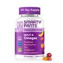 SmartyPants Chicletes Multivitamin Gummies, Omega 3 (DHA/EPA), Vitaminas D3, C, Vitamina B12, B6, A, K & Zinc, Biotina, Sem glúten, Três sabores de frutas, 60 contagem (30 dias de abastecimento)