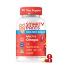 SmartyPants Kids Zero Açúcar Gummies Multivitamin: Omega-3, Vitaminas D, C, A, Baseada em Plantas, Gluten Free, Strawberry Banana Flavor, 60 Count (30 fornecimento dia)