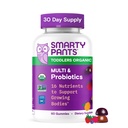 SmartyPants Organic Toddler Multivitamin Gummies: Probióticos, Omega 3 (ALA), Vitamina D3, C, Vitamina B12, B6, A, K & Zinc, Beta Carotene, Glúten livre, Três sabores de frutas, 60 contagem (30 dias de fornecimento)