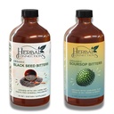 Conexões de ervas Soursop Orgânico & Black Seed Bitters Bundle - Ingredientes naturais baseados em plantas para gentil Detox & Saúde Digestiva Duas Garrafas, 32 Aves (16 Aves cada), 64 Servings