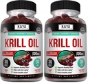 Kaya Naturals - Óleo de Krill Antártico 500mg com Omega 3, EPA, DHA, Phospholipids & Astaxantina Suplemento - Cérebro & Saúde Vitamina - Anti envelhecimento Suplemento - 30 Count Softgels (Pack of 2)