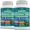 NOVA IDADE Saúde dos olhos Vitaminas com Bilberry 300mg Lutein & Zeaxanthin 40mg Lycopene 40mg Resveratrol 100mg Extrato de semente de uva 200mg Astaxantina - Vitamina ocular -120 Contagem
