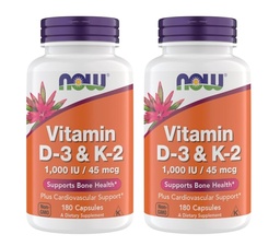 Agora Suplementos Vitamina D3 K2, 1.000 UI/45 mcg, Suporte cardiovascular, Suporta Saúde Óssea, 180 Cápsulas Vegetarianas - Vegan, Glúten livre, Kosher Vitamina D3 e K2 Suplementos (2)