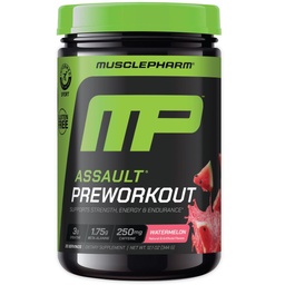 Muscle Pharm Assault Pré Treino Pó para Homens e Mulheres – Energia e Força Aumentar Suplementos Pré-Trabalho com Beta Alanine, Cafeína, Creatina e Betaína Anidra – 30 Servings, Melancia Flavor