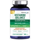 Granions Histamina Balance Complex - Quercetin com bromelaína, NAC e vitamina C - D-Hist Sazonal Bloqueador de Histamina & Imune Suplemento de Suporte para Adultos e Crianças - 60 Cápsulas Vegan