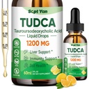 TUDCA Suplemento 1200mg Drops líquidos, Suplemento de fígado com TUDCA, NAC, Sementes de cardo de leite e dente de leão, para suporte ao fígado, e limpeza da vesícula biliar e reparo, Livre de açúcar, Vegan, Flavor de limão, 2 Fl Oz