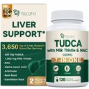 Migcopat 7-em-um TUDCA Suplemento, 3650mg com cardo de leite, NAC, ácido lipoico alfa, raiz de dente-de-leão, sales de bile TUDCA para desintoxicação de limpeza do fígado e reparação, fluxo de bile e suporte digestivo - 120 cápsulas
