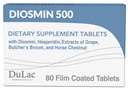 Dulac Diosmin 500, Suplemento dietético micronizado Diosmin Hesperidin 1000mg por porção, Extrato de Castanha de Cavalo, Extrato de Avelã e Extrato de Uva Vermelha do Açougueiro, Suporte de Circulação de Pernas, 80 Tablets, Made in Italy