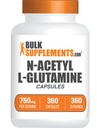 BulkSuplementos.com N-Acetil L-Glutamina Cápsulas - Suplemento de Glutamina, Suplemento de Aminoácidos - Gluten Grátis, 1 Cápsula por Serviço (750mg), 360 Contagem (Pacote de 1)