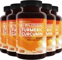 BioEmblem Turmeric Curcumin Supplement com suporte conjunto BioPerine e saúde do coração com pó orgânico e 95% de extrato de curcuminóides