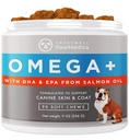PawMedica Omega 3 para cães, pele do cão e casaco Suplemento com óleo de peixe Amor ajuda com a pele seca do cão, Omega 3 6 9 mastigação de vitamina para alergias do cão