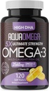5X Ultimate Strength Omega 3 Fish Oil Supplements com EPA e DHA Omega-3 Fatty Acids e Vitamina D, Burpless Fish Oil Omega3 com alta DHA Suplementos, sem sabor Omega3, 120 Softgels
