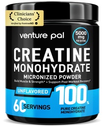 Venture Pal 100% puro micronizado Creatina Monohidrato em pó, Creatina sem sabor para mulheres e homens, Vegan, Keto, Gluten Free, 5 g (5000mg) por serviço, Creatina Monohidrada en Polvo