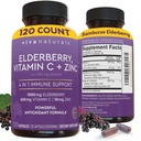 Viva Naturals Elderberry com Vitamina C e Zinco (120 Cápsulas) - 1000mg Sambucus Elderberry Imune Supplement Support Supplement, Black Elderberry Cápsulas para Adultos, Vitaminas Elderberry - 2 meses de fornecimento