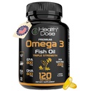 Dose de saúde Omega 3 Fish Oil 2000mg – Lemon-Flavored Softgels com EPA 800mg & DHA 600mg para Cérebro, Coração e Bem-Estar Suporte – Fácil de Digerir, Sem Burps de Peixe – 120 Softgels, 2 meses de fornecimento