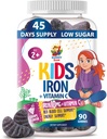 Sunny SAM Pastilhas de Ferro para Crianças e Adolescentes - 10mg Vitaminas de Ferro com Vitamina C - Suplemento de chiclete mastigável de baixo açúcar para apoio imunológico, Suporta Produção de Células de Sangue Vermelho para Crianças e Adolescentes