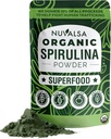 Nuvalsa espirulina orgânica em pó – 100% Puro Superalimento Suplemento de Blue Green Algas Non GMO para smoothie & Protein Drink, Vegan & USDA Certified Organic - 100 Servings