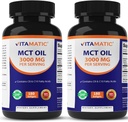 Vitamatic 2 Embalagens MCT Oil Cápsulas 3000 mg por serviço - 180 Softgels - do óleo de coco - contém 55% ácido caprílico C8 e 40% ácido cáprico C10 (Total 360 Softgel)