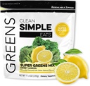 Limpo simples come Super Greens Pó, naturalmente sabor verde pó com chlorela, espirulina, superalimentos e fibra prebiótica, sem ingredientes artificiais, sem glúten, doce sabor limão, 30 Servings