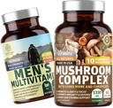 Número Um Nutrição N1N Complexo de Cogumelos Premium [10X Cogumelos Poderosos] e Multivitamínico Diário do Homem [35 Ingredientes Potentes], Pacote 2